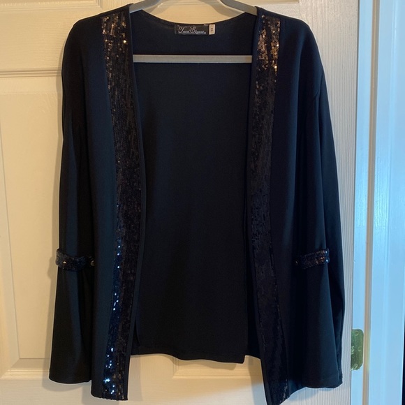 Travel Elegance Sequined Open Front Cardigan Plus Size 1X polyester spandex - Picture 1 of 9